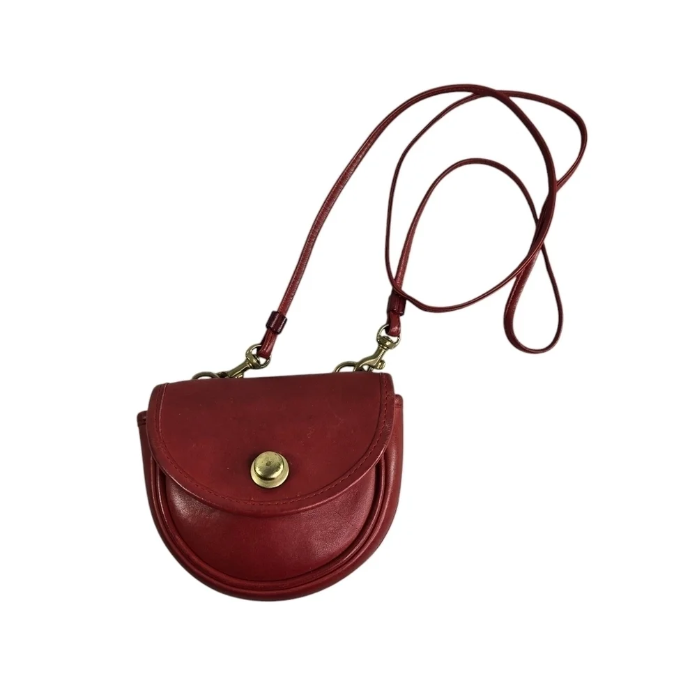 Vtg Coach 0520-109 red leather mini belt bag small little crossbody purse